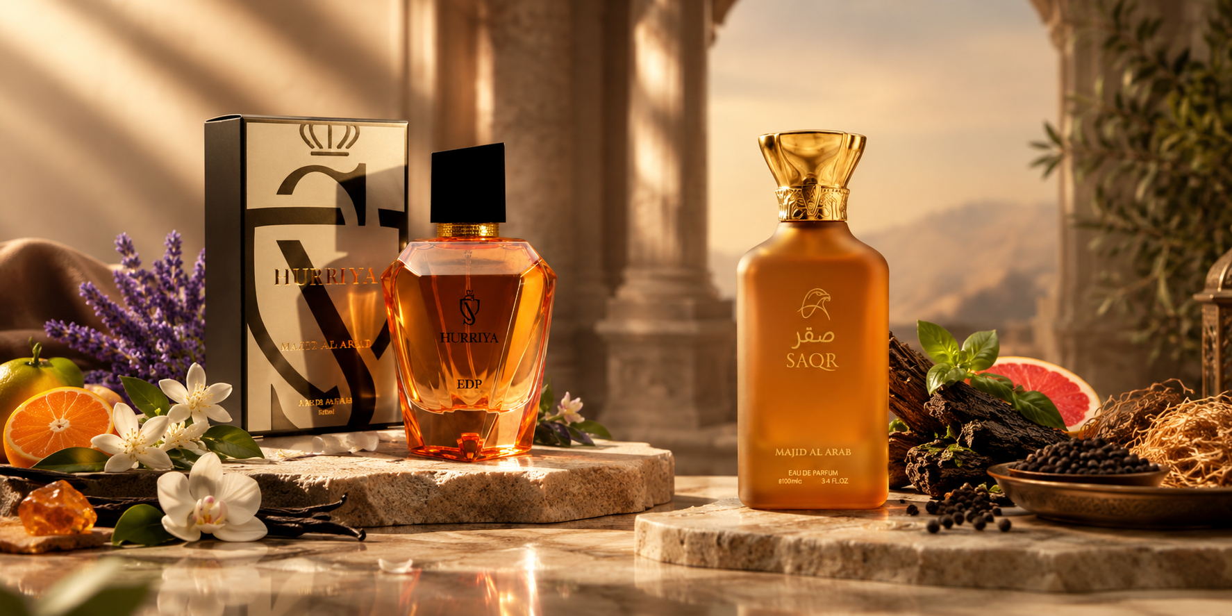 Golden Arabian Perfume Display
